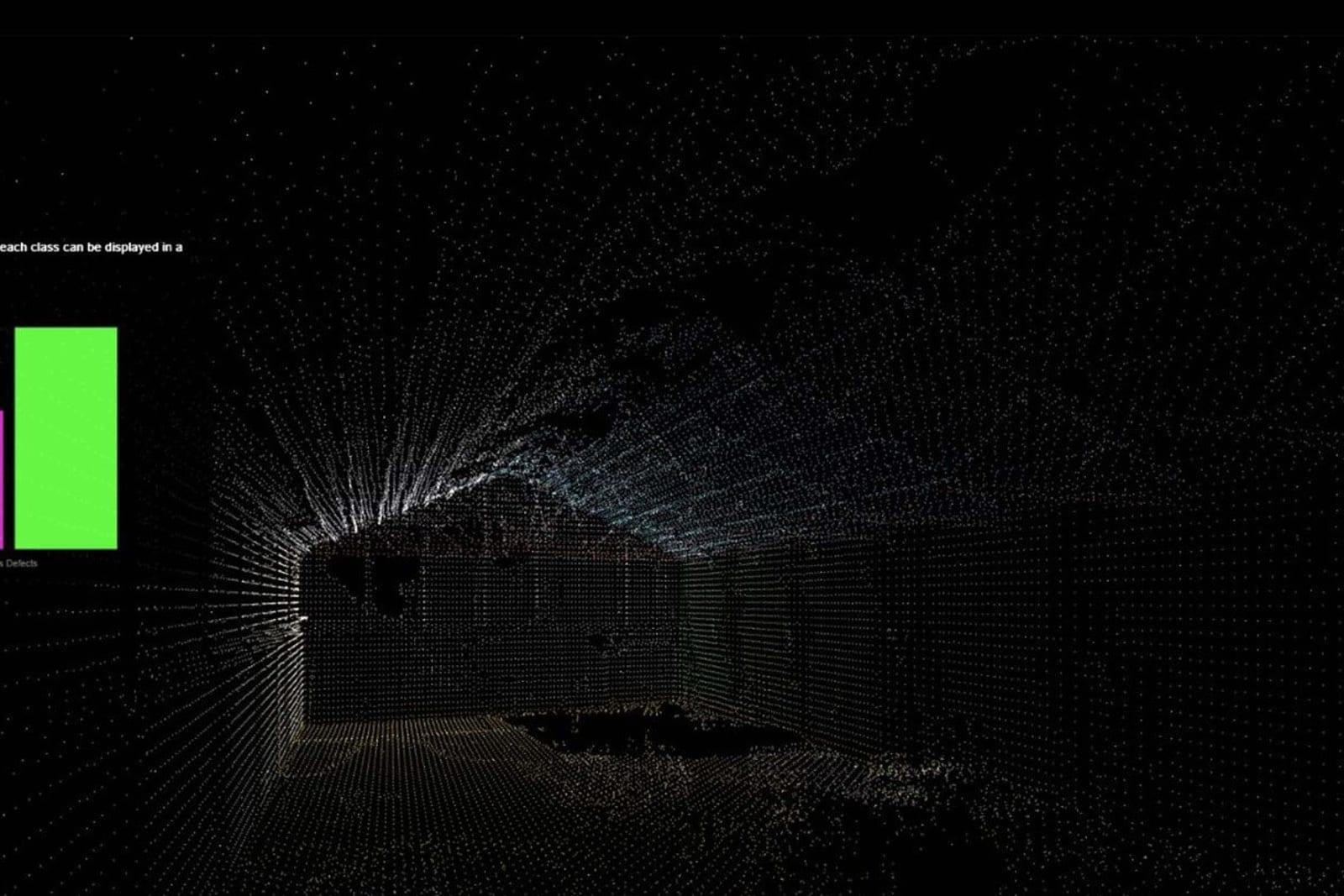 Point cloud of the IAAC building with defect analytics dashboard