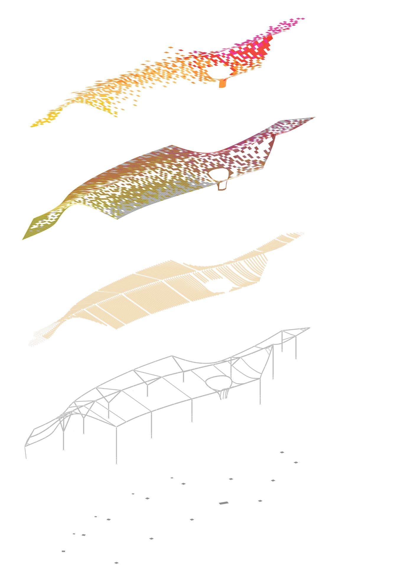 Canopy detail with timber and steel hybrid structure
