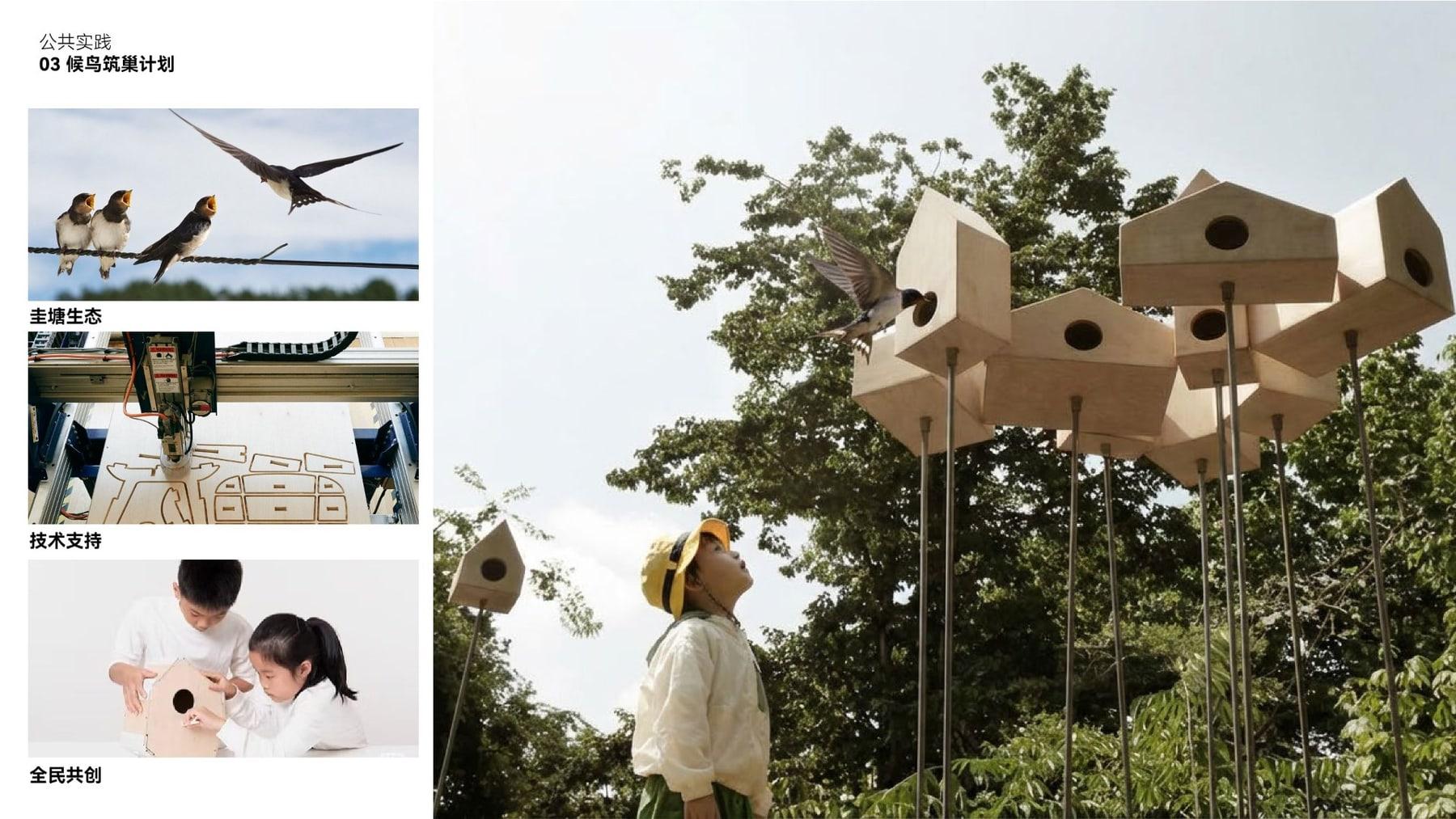 Birdhouse cluster co-designed and built with the public