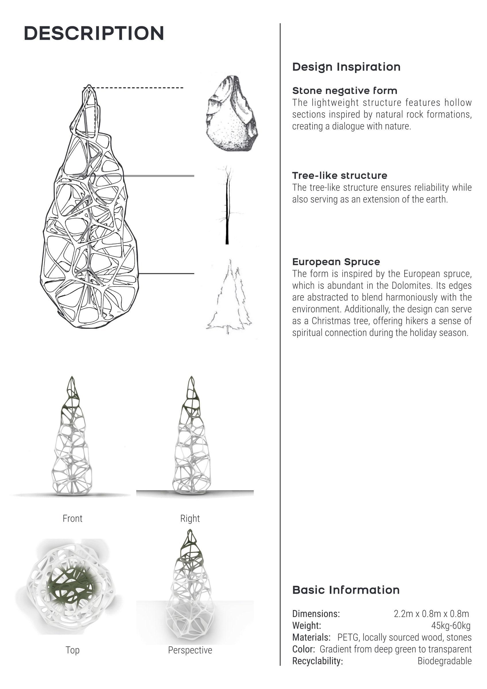 Description board — spruce and stone-negative design inspiration