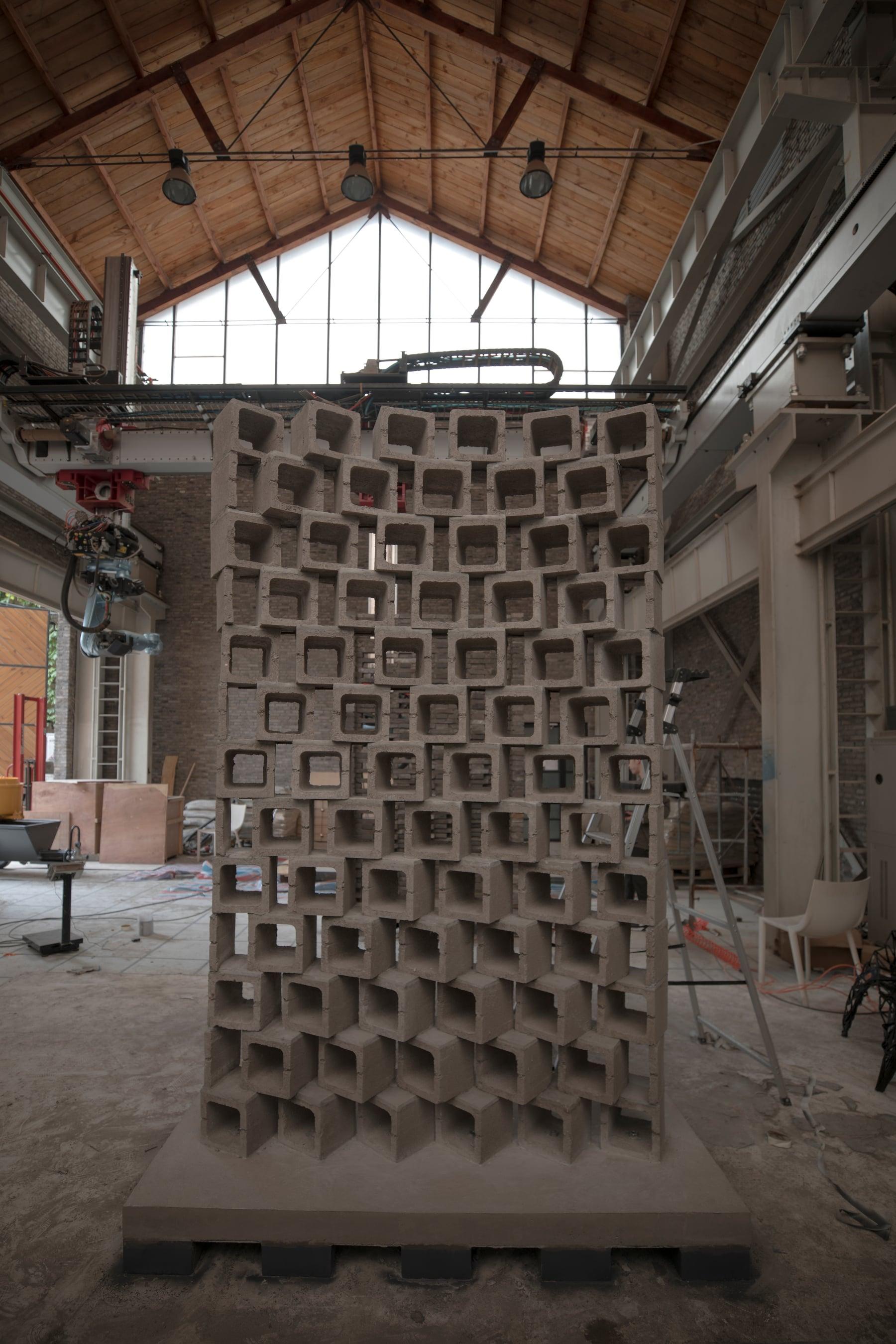 Parametric brick lattice facade