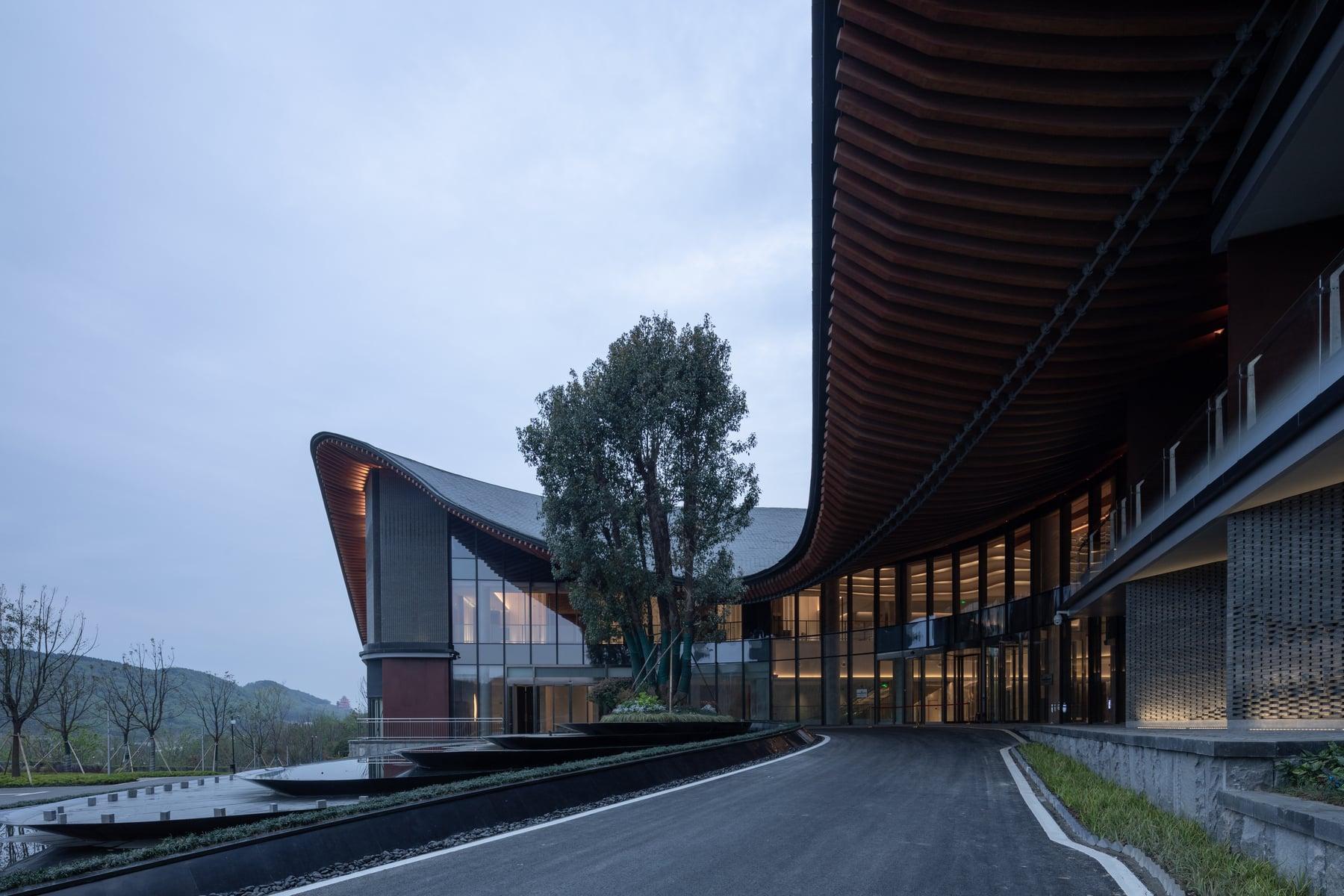 Resort complex at dusk