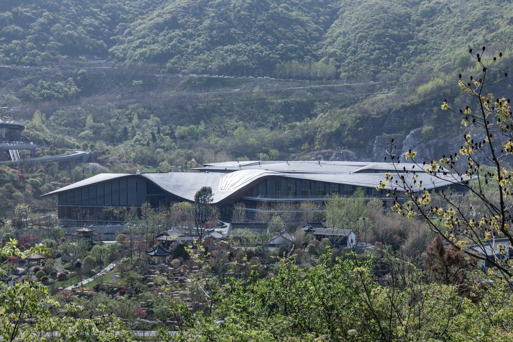 Flowing white roofscape in the mountains