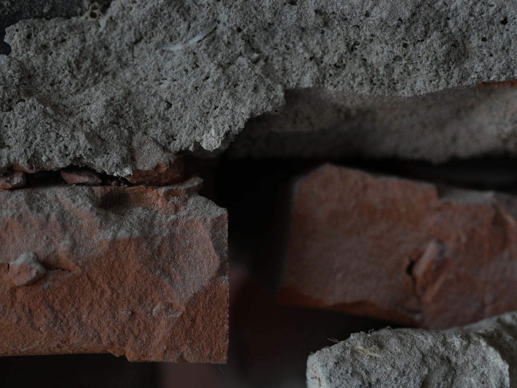 Exposed brick texture close-up