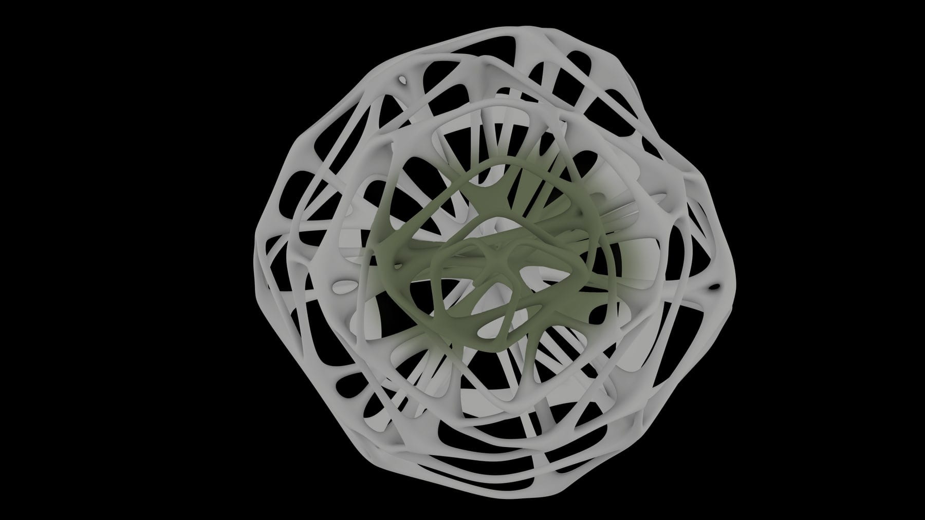Top view render — woven lattice crown