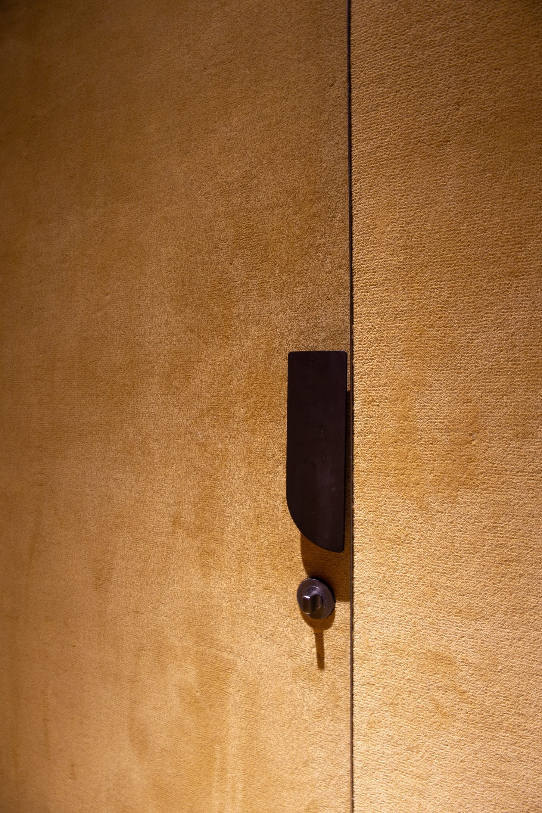 Amber door detail with leather pull