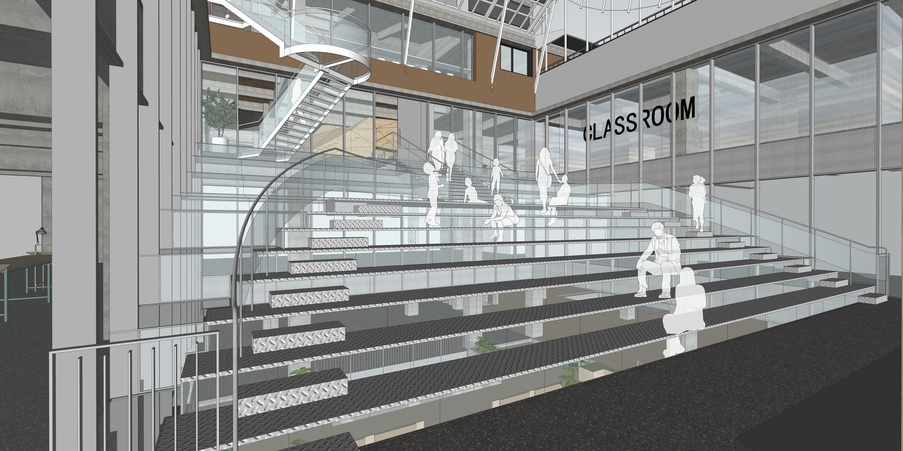 Section perspective through the atrium