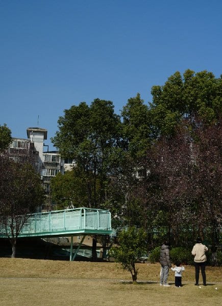 Park pavilion and planting after renovation