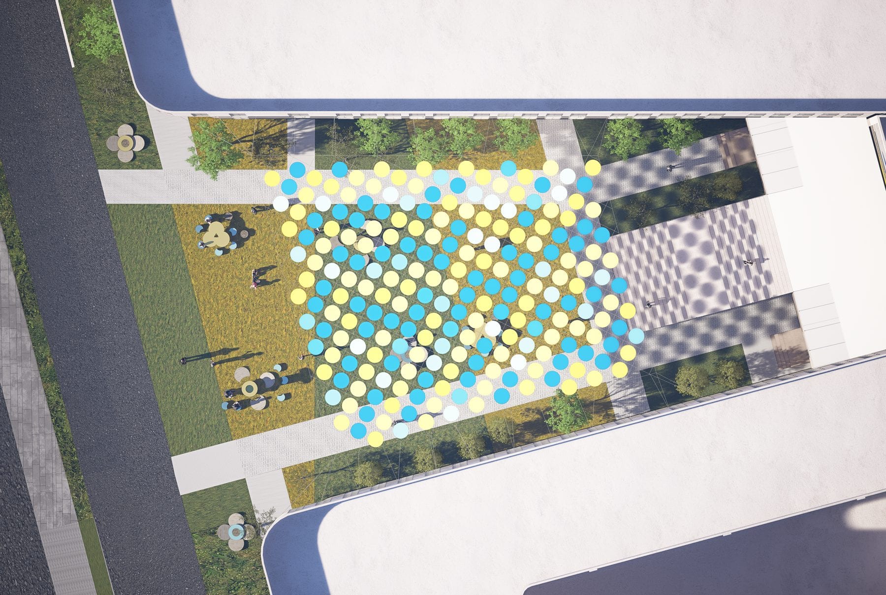 Aerial view of the courtyard scheme
