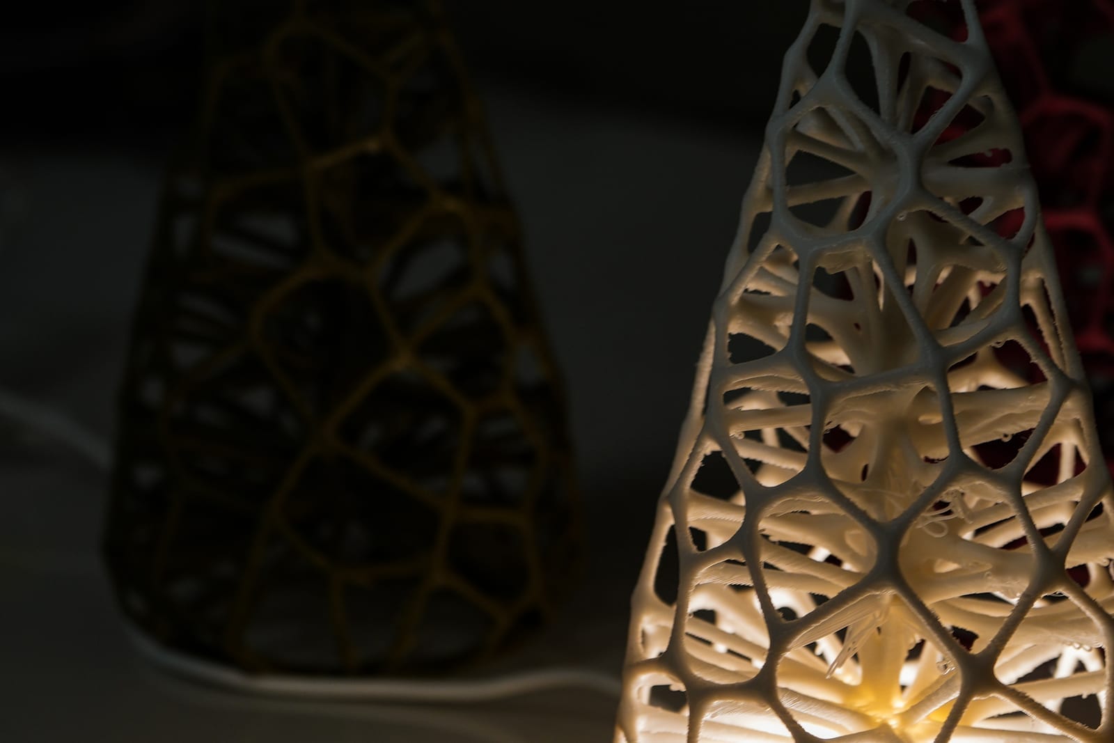 Winter Hollow spruce lamp glowing in the dark