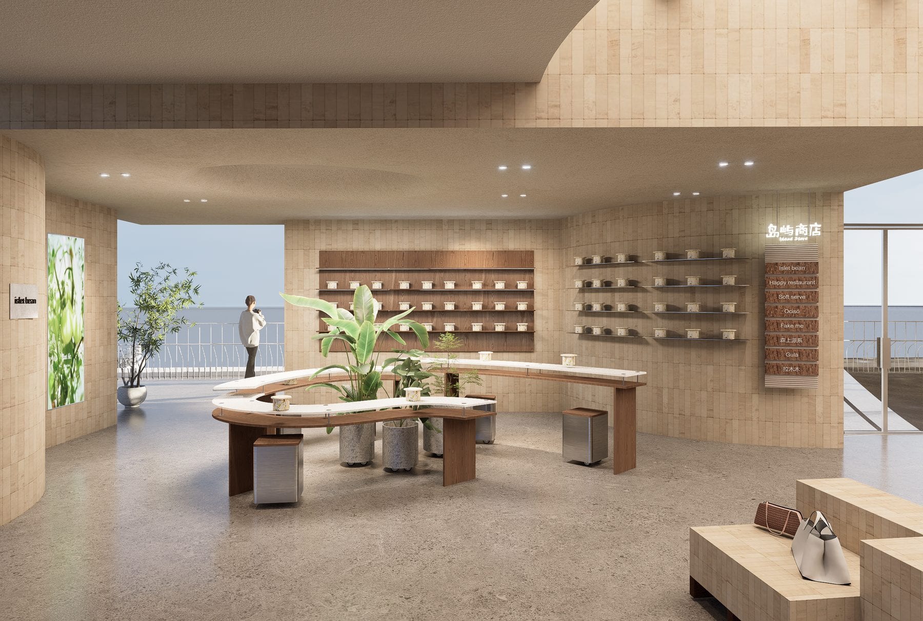 Render of the café and juice bar