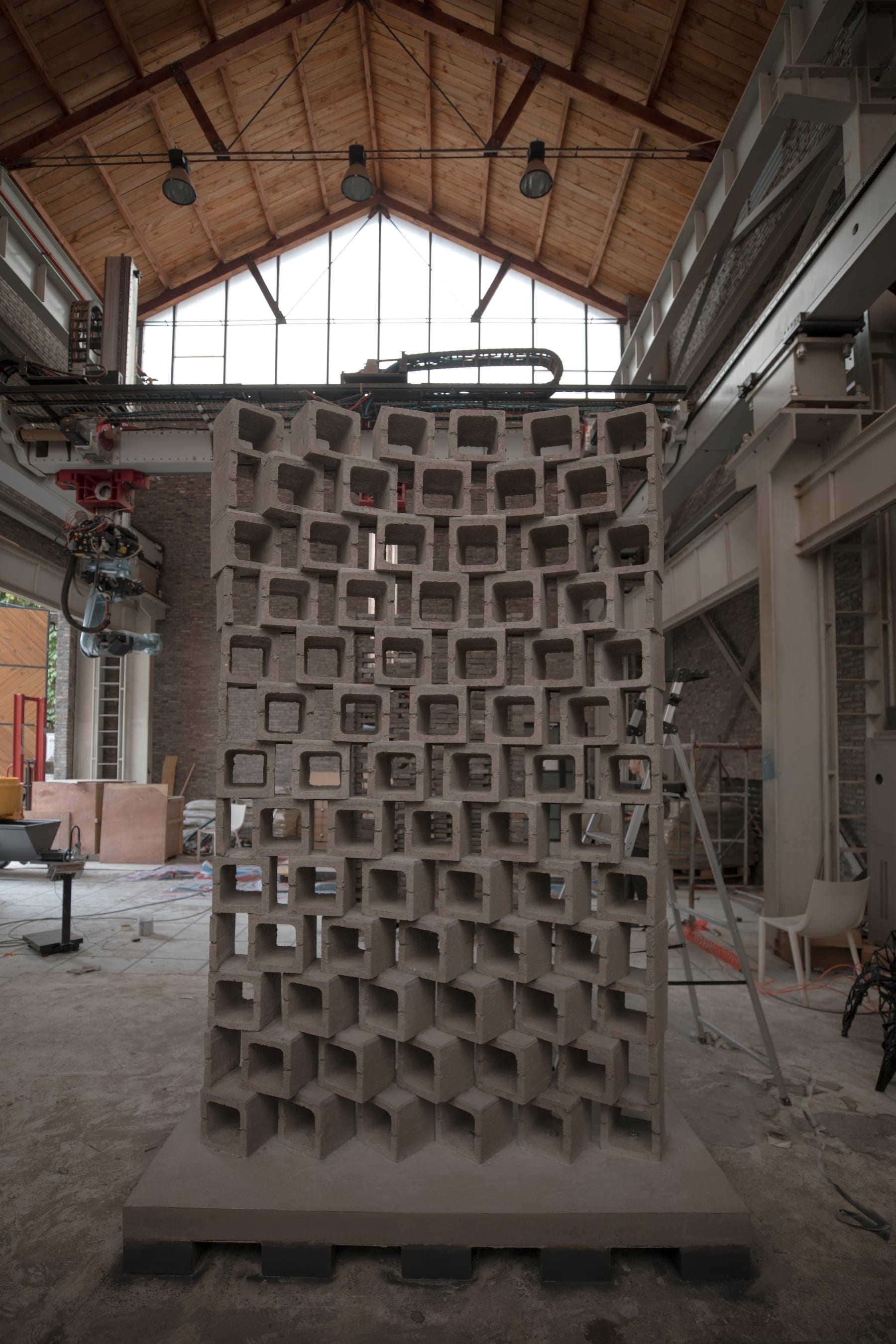 Parametric brick lattice facade