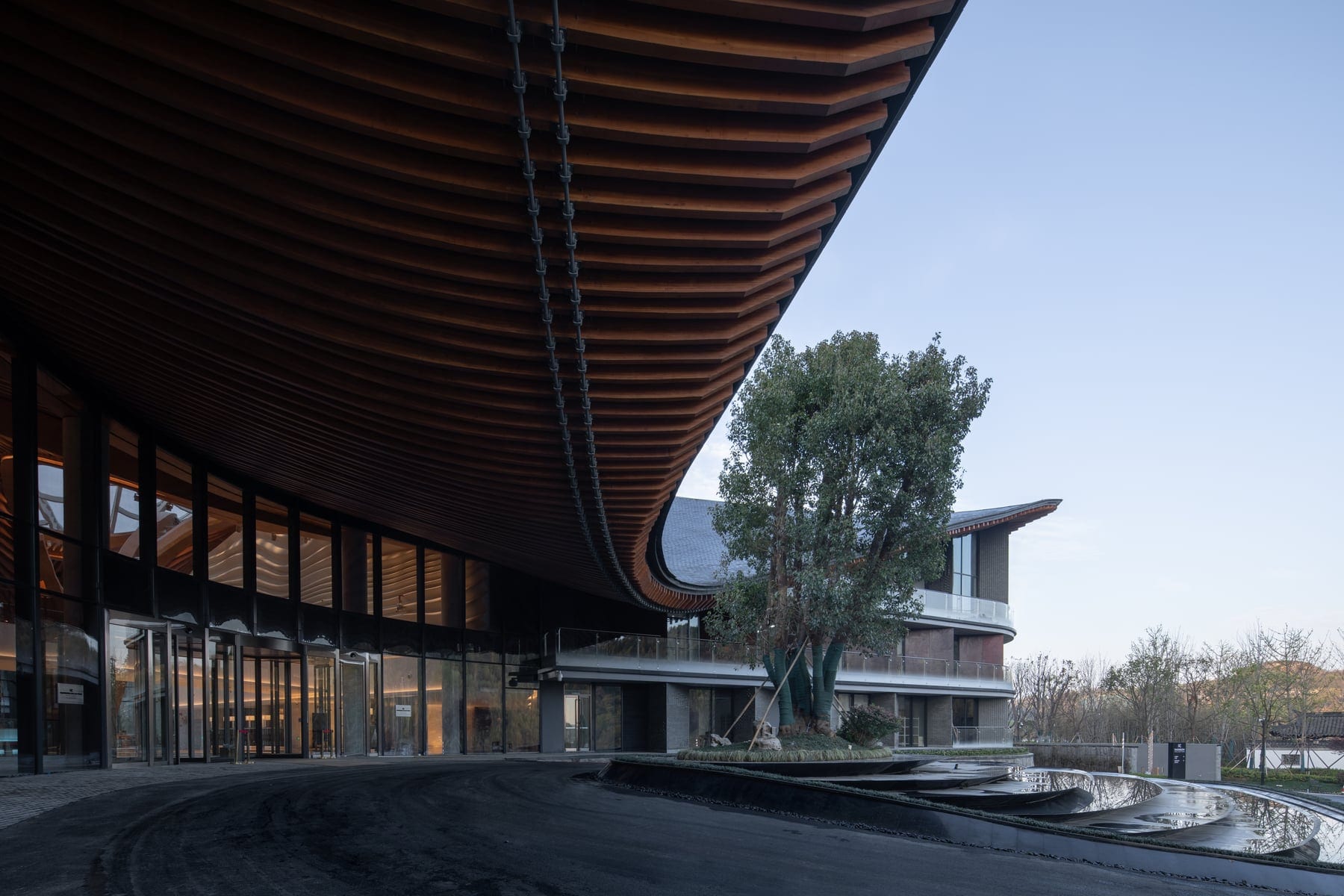 Woven timber hall — interior