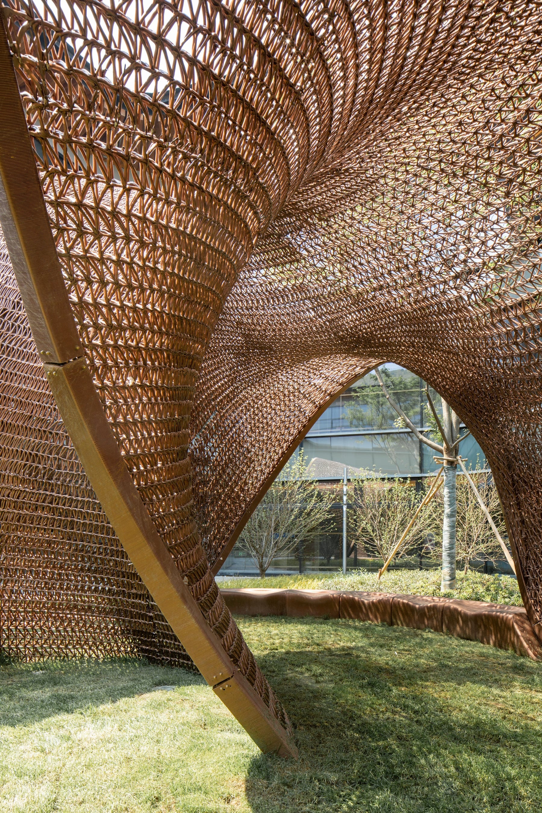 Woven bamboo tunnel