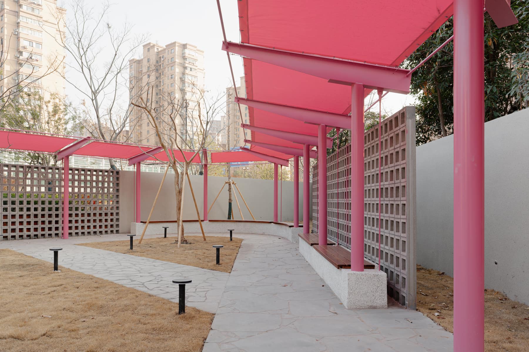 Neighbourhood path and planted pockets