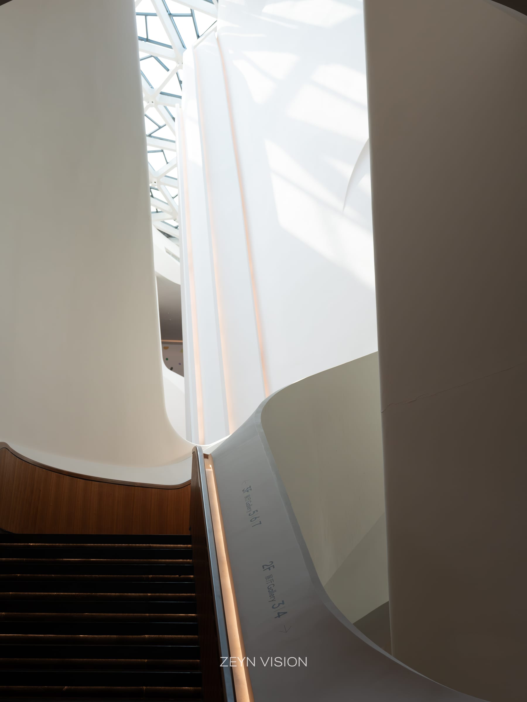 White columns and soft daylight in the foyer