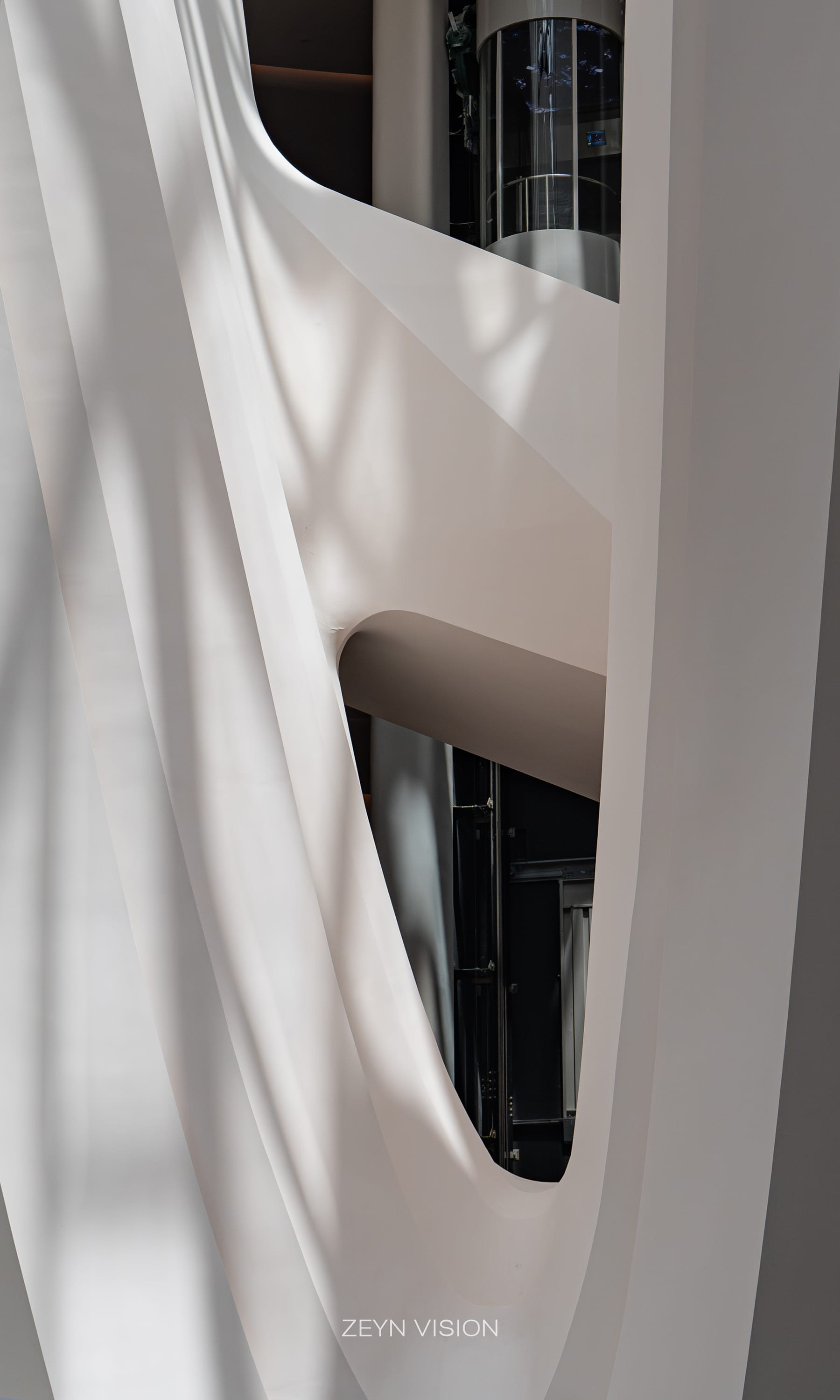 Soft folds of the white interior wall, abstract