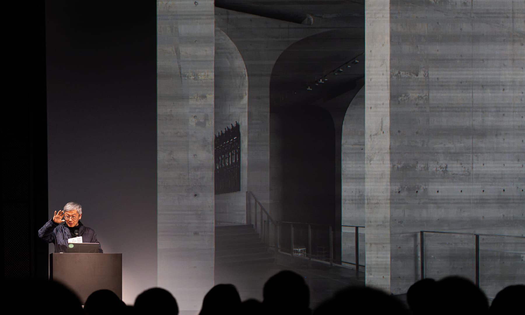 Architecture photographs projected on screen